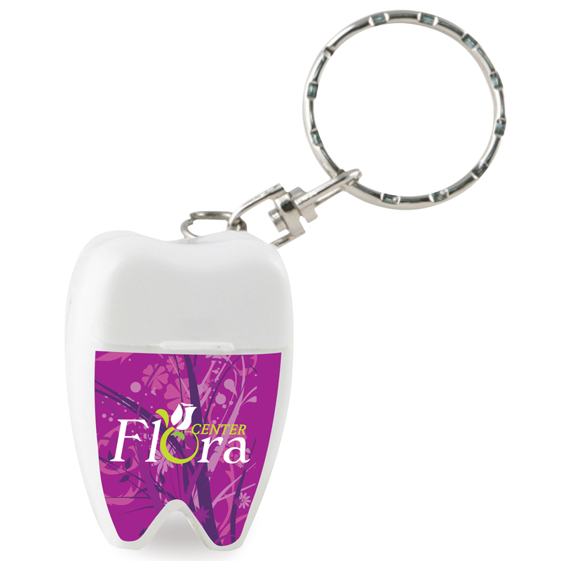 Tooth Shaped Dental Floss With Key Chain